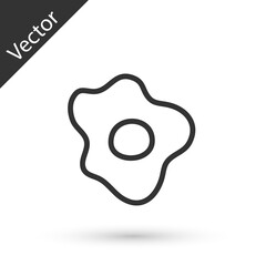 Grey line Scrambled eggs icon isolated on white background. Home cooked food, fried egg, healthy breakfast, omelet icon. Vector.