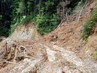 Slump near theroad in the mountains