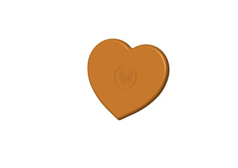3D image. brown heart with a fingerprint scanner. access to the heart with blocking. Valentine's Day