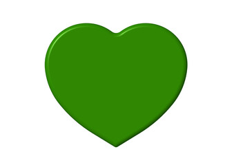 3D image. 3d rendering. green heart on a white background. Valentine's Day