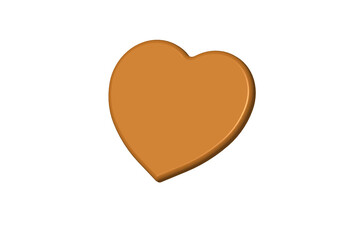 3D image. 3d rendering. brown heart on a white background. Valentine's Day