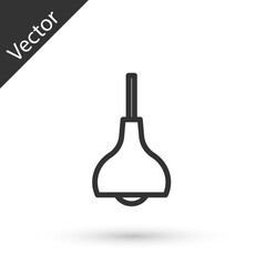 Grey line Lamp hanging icon isolated on white background. Ceiling lamp light bulb. Vector.
