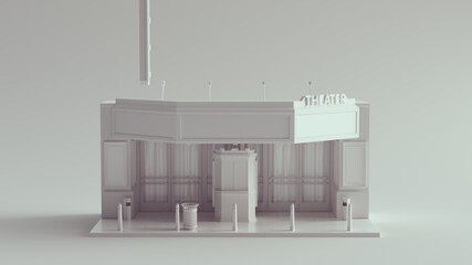 White Theatre Cinema Movie front 3d illustration render