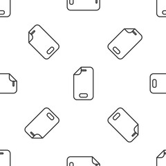 Grey line Glass screen protector for smartphone icon isolated seamless pattern on white background. Protective film for glass. Transparent soft glass for mobile phone. Vector.