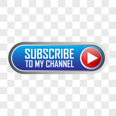 subscribe now button for social media or business concept on transparent background. vector illustration
