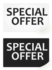 White and black special offer notice. vector