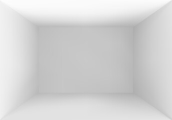 Empty box top view. White studio interior background. Vector