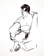 Old fat woman. Vector drawing