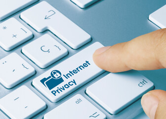 Internet privacy - Inscription on Blue Keyboard Key.