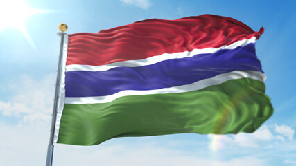 Fototapeta na wymiar 4k 3D Illustration of the waving flag on a pole of country Gambia