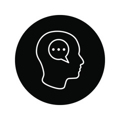 Head think concept icon design. Message talk sign. Creative idea symbol. color editble 