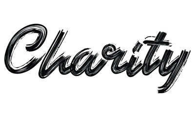 Charity Typography Black Text Hand written Brush font drawn phrase decorative script letter on the White background for sayings