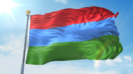 Fototapeta na wymiar 4k 3D Illustration of the waving flag on a pole of country 