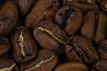 Close-up of roasted coffee beans