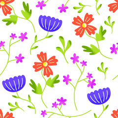 Seamless vector pattern with books. tea and flowers. Spring background