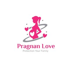 pregnant care logo protection mom and baby to happy family