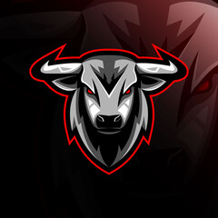 Head bull mascot logo e-sport design