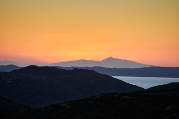 Beautiful sunset in Sythonia with view to Cassandra - Halkidiki Peninsula, Greece