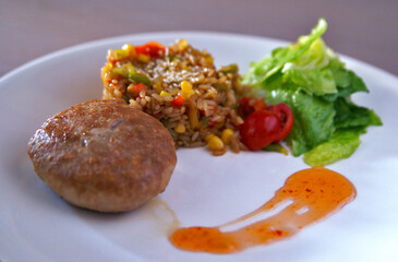beef patty with risotto
