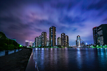 Night view of water front in Tokyo