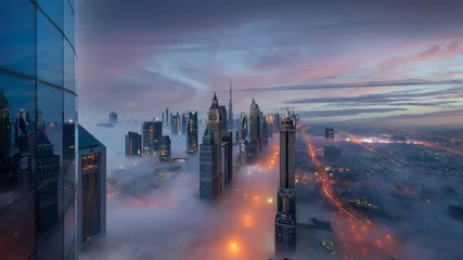 Türaufkleber Dubai Die Nebelstadt