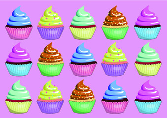 set of cupcakes