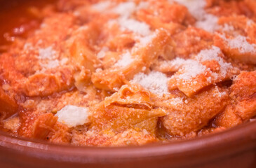 Tripe in tomato sauce background