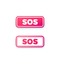 sos buttons design for web, vector