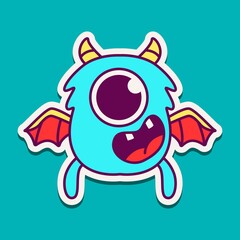 cute doodle monster designs for coloring, backgrounds, stickers, logos, symbol, icons and more
