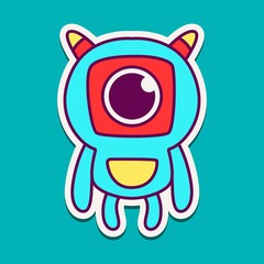 cute doodle monster designs for coloring, backgrounds, stickers, logos, symbol, icons and more
