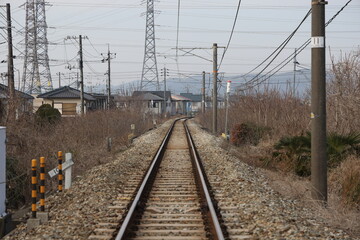 Obraz premium 日本の岡山県西大寺の線路