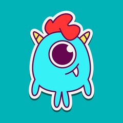 cute doodle monster designs for coloring, backgrounds, stickers, logos, symbol, icons and more
