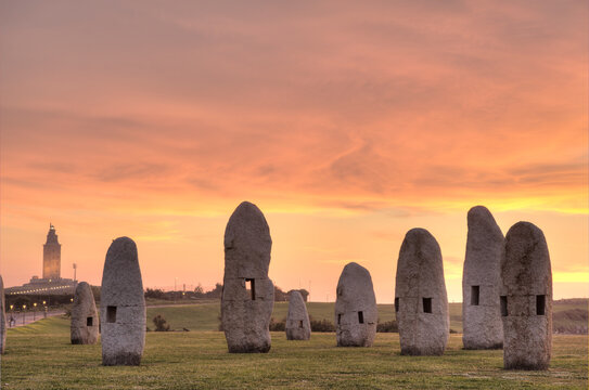 stonehenge at sunset, menhires 