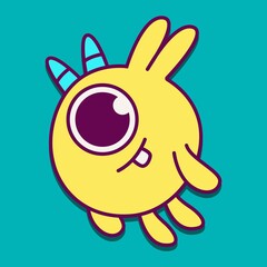 cute doodle monster designs for coloring, backgrounds, stickers, logos, symbol, icons and more