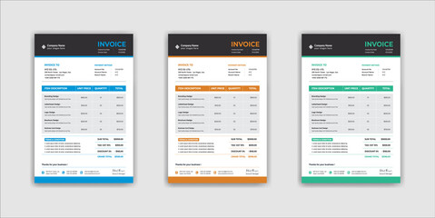 Minimal Corporate Business Invoice design template vector illustration bill form price invoice. Creative invoice template vector. business stationery design payment agreement design template