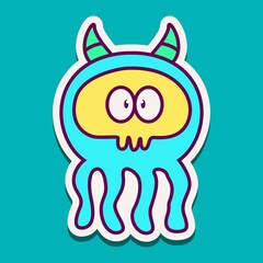 cute doodle monster designs for coloring, backgrounds, stickers, logos, symbol, icons and more