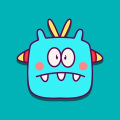 cute doodle monster designs for coloring, backgrounds, stickers, logos, symbol, icons and more