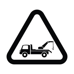 Road sign black tow truck machines vector icons