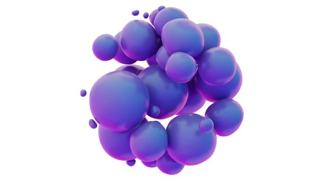 Abstract animation of appearance and flight of spheres