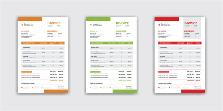 Minimal Corporate Business Invoice design template vector illustration bill form price invoice. Creative invoice template vector. business stationery design payment agreement design template