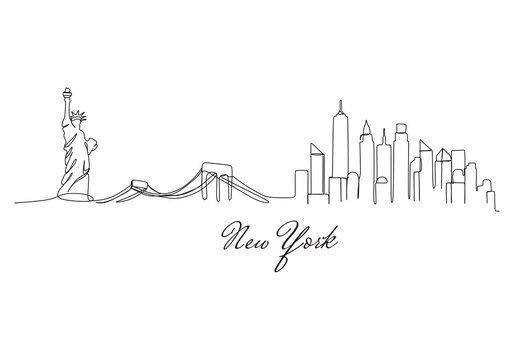 New York Skyline - Continuous one line drawing