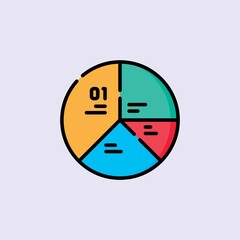 Vector illustration of flat diagram icon in blue, red, green, yellow and purple color