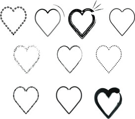 set of ten different hearts
