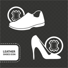 Vector icon. Image of a woman's and a man's leather shoe.
