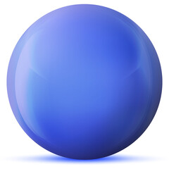 Glass blue ball or precious pearl. Glossy realistic ball, 3D abstract vector illustration highlighted on a white background. Big metal bubble with shadow.