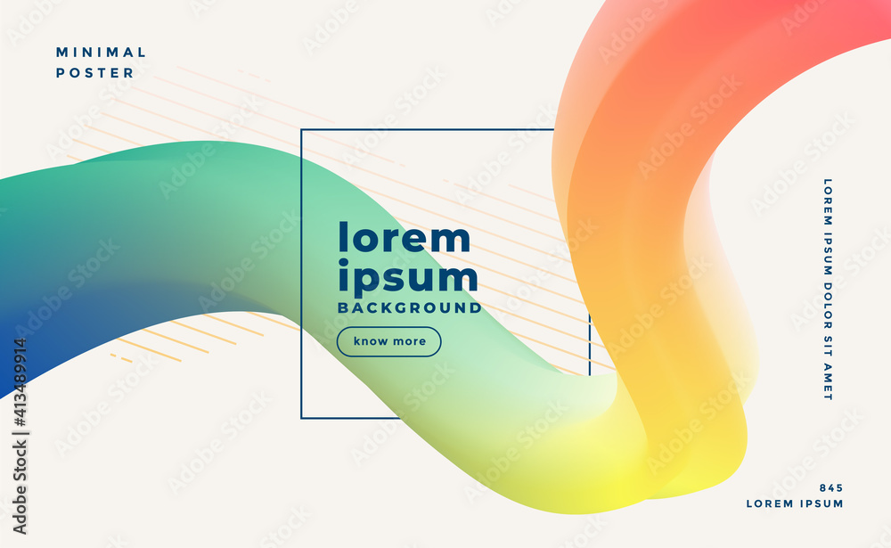 Poster abstract colorful 3d motion fluid wave background