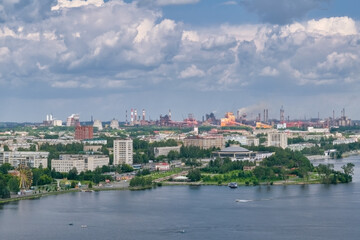 View of the city of Nizhny Tagil from the top of the mountain.