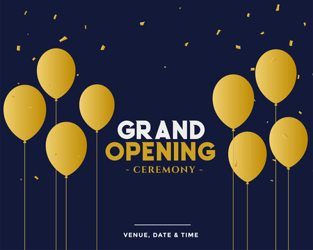 grand opening ceremony template with golden balloons