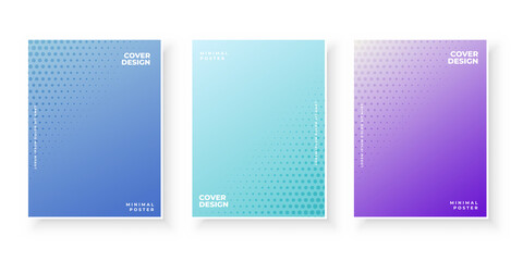 Colorful gradient covers with dots abstract design set