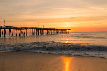 Fototapeta na wymiar dramatic seascape image of Virginia Beach in summer